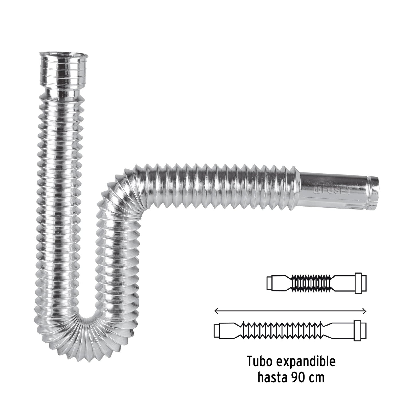 CÉSPOL FLEXIBLE, POLIETILENO CROMO, PARA LAVABO Y FREGADERO 49507 *
