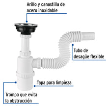 Cargar imagen en el visor de la galería, CÉSPOL DE BOTE CON CONTRACANASTA DE ACERO INOX. P/FREGADERO 49506 *
