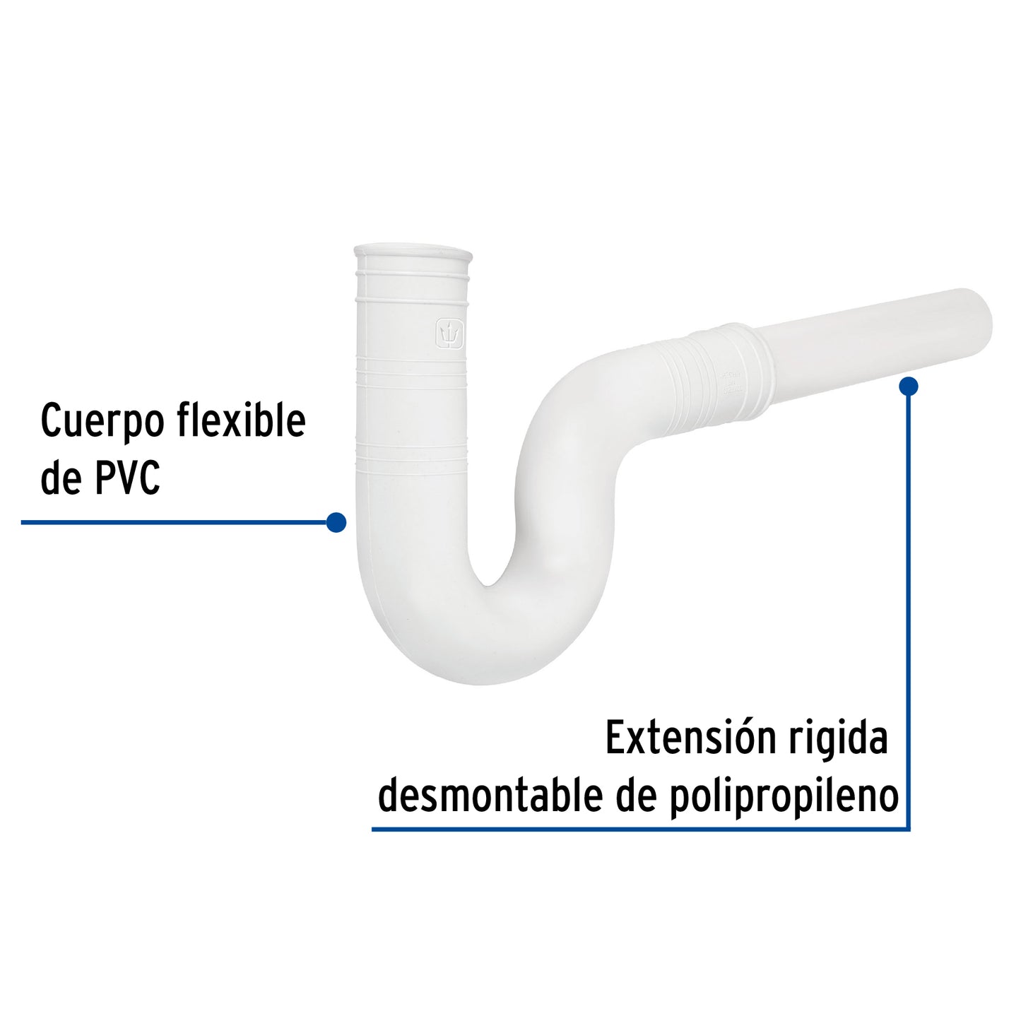 CÈSPOL FLEXIBLE PARA FREGADERO, PVC C/EXT 20 CM,1-1/2' 49948 P