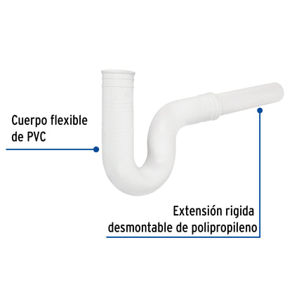 CÈSPOL FLEXIBLE PARA FREGADERO, PVC C/EXT 20 CM,1-1/2' 49948 P