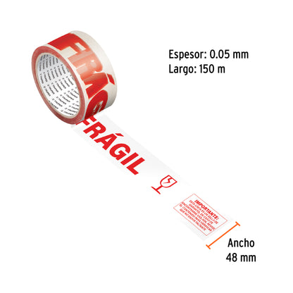 CINTA DE EMPAQUE 48MM X 150M ''FRAGIL'', TRUPER 103041 P