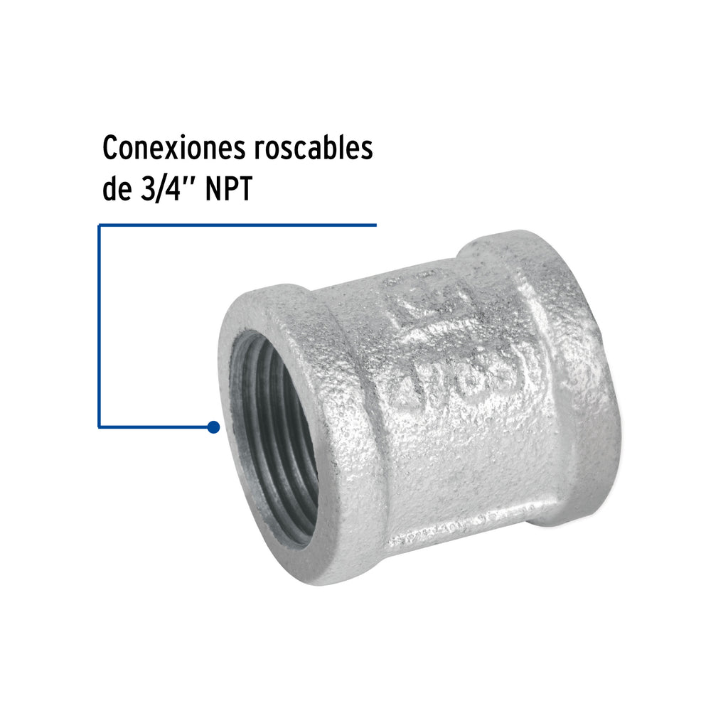 COPLE REFORZADO DE ACERO GALVANIZADO DE 3/4", FOSET 47551 *
