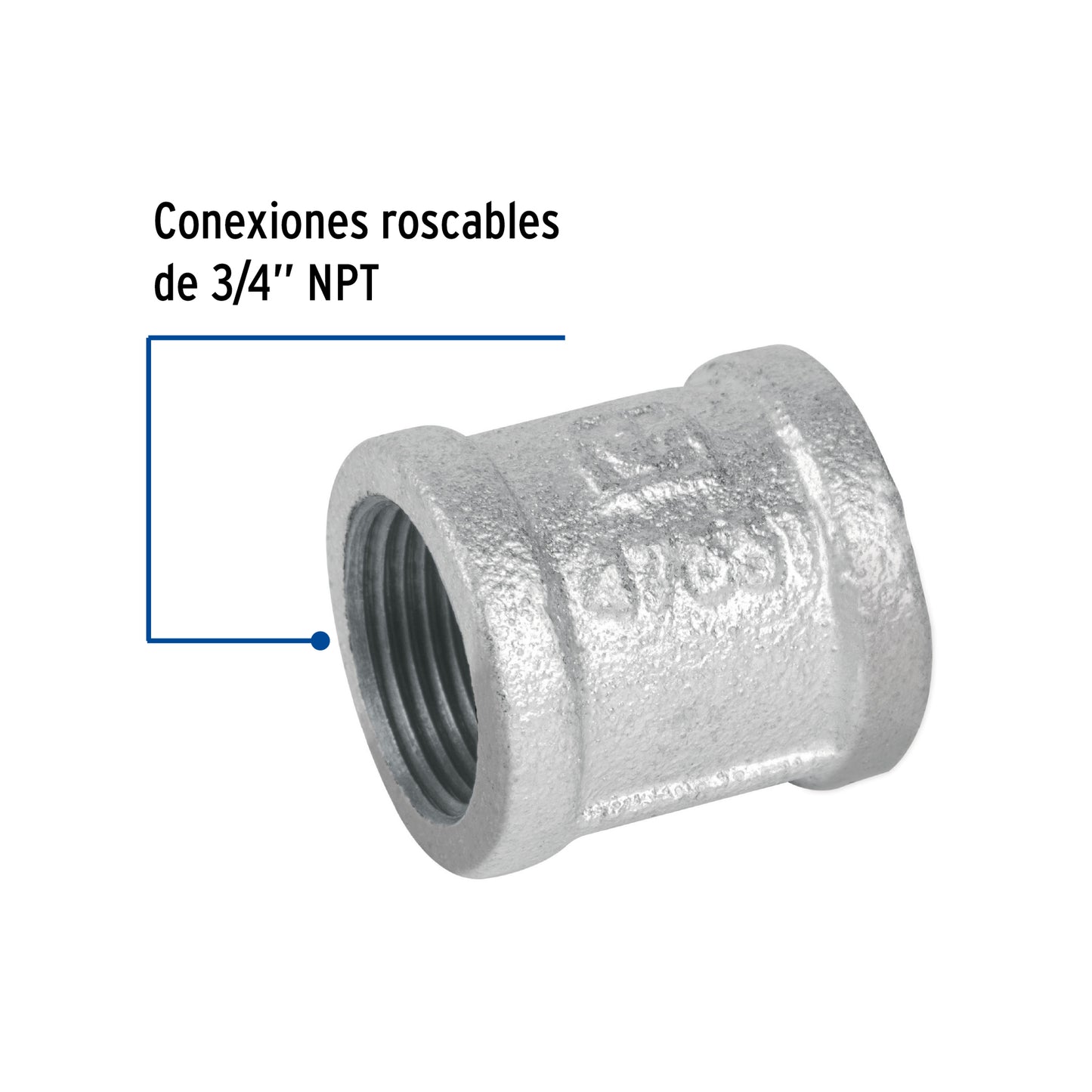 COPLE REFORZADO DE ACERO GALVANIZADO DE 3/4", FOSET 47551 *
