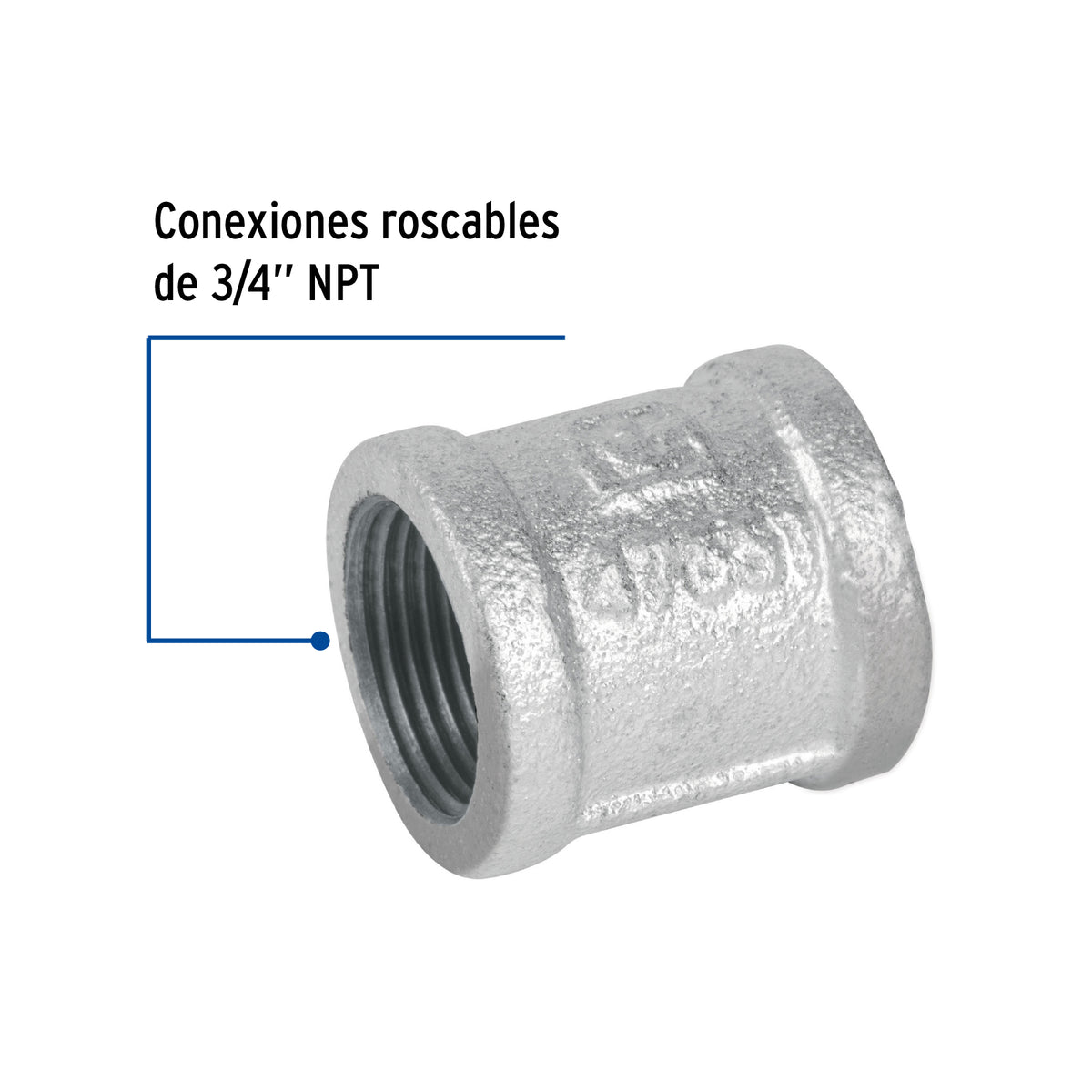 COPLE REFORZADO DE ACERO GALVANIZADO DE 3/4", FOSET 47551 *