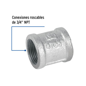 COPLE REFORZADO DE ACERO GALVANIZADO DE 3/4", FOSET 47551 *