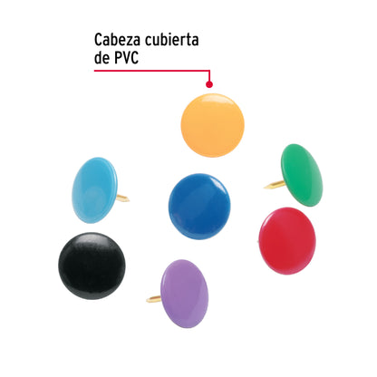 Caja con 100 chinches en 10 colores surtidos, FIERO 41250