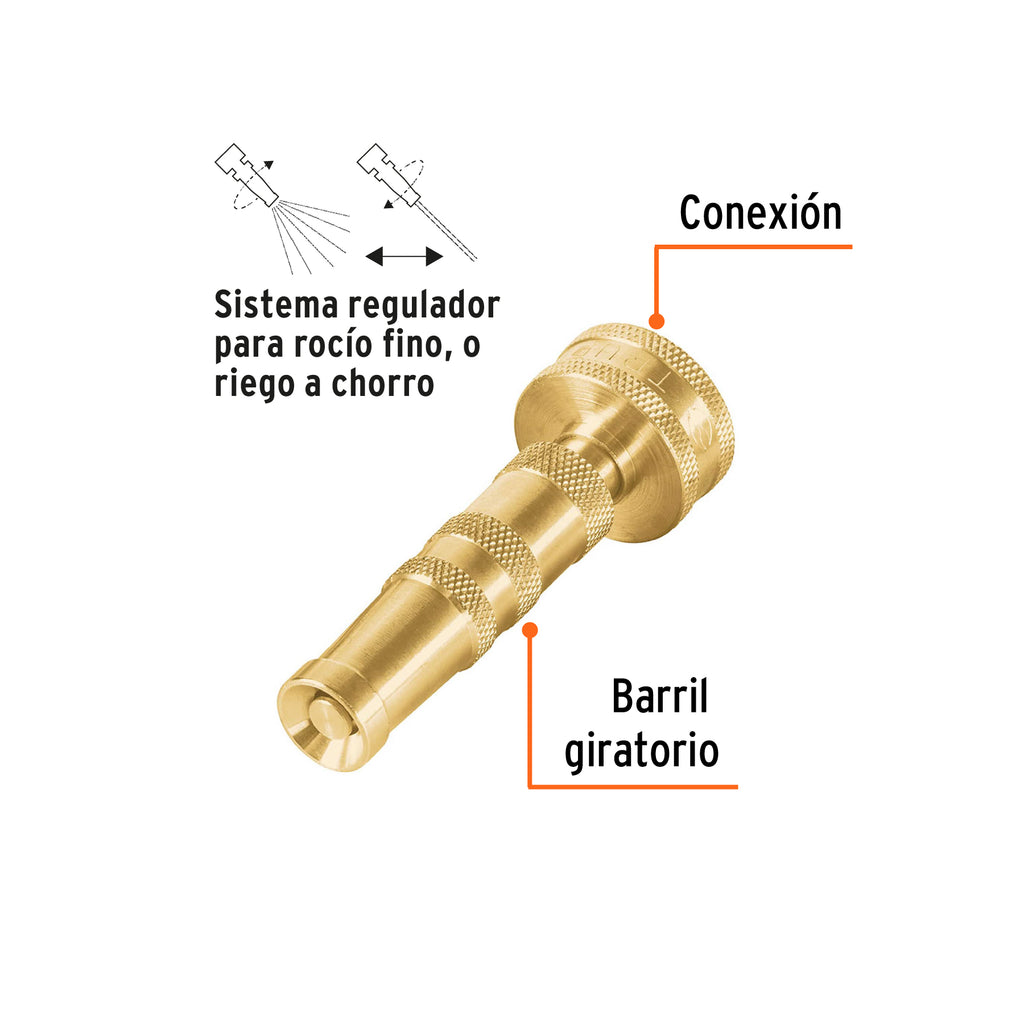 Chiflón 3-1/2" de latón maquinado para manguera, TRUPER