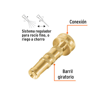 Chiflón 3-1/2" de latón maquinado para manguera, TRUPER