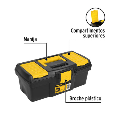 CAJA PARA HERRAMIENTA DE 13" CON COMPARTIMENTOS, PRETUL 20602 *