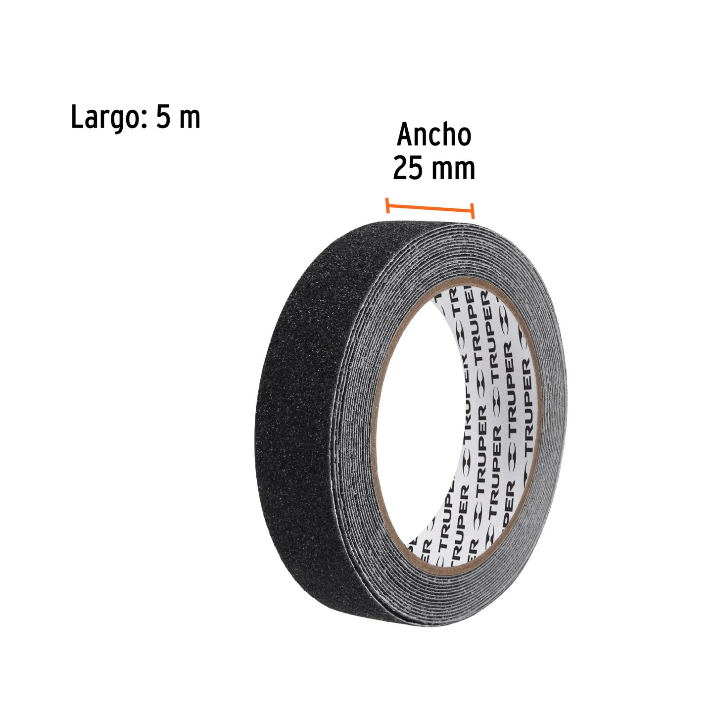 ROLLO DE 5 M DE CINTA ANTIDERRAPANTE NEGRA 25MM CON ABRASIVO 12542 *
