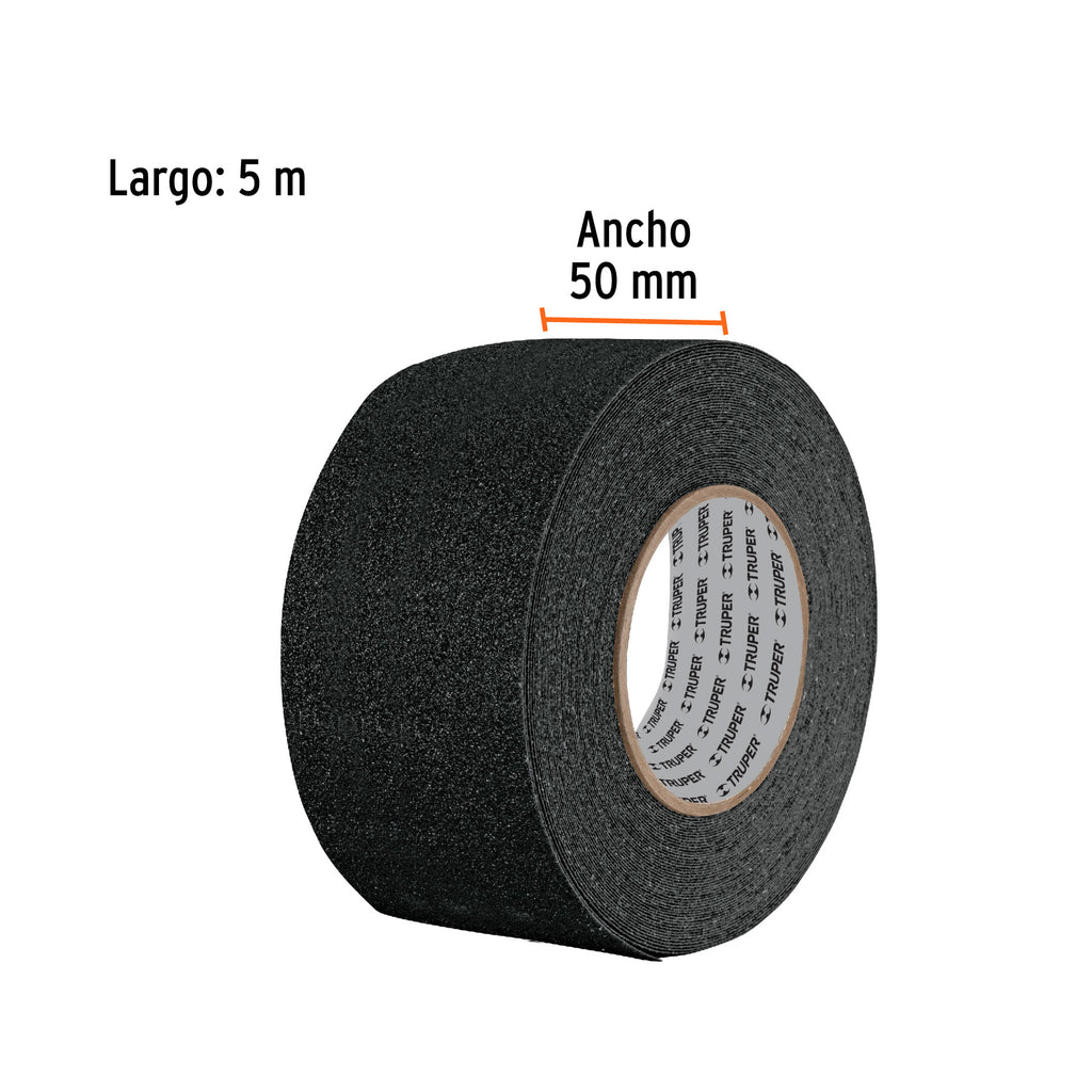 ROLLO DE 5 M DE CINTA ANTIDERRAPANTE NEGRA 50MM CON ABRASIVO 12532 *