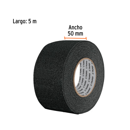 ROLLO DE 5 M DE CINTA ANTIDERRAPANTE NEGRA 50MM CON ABRASIVO 12532 *