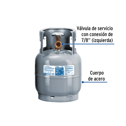 CILINDRO PORTÁTIL PARA GAS LP, 2KG (4.5LB) FOSET 45887 *