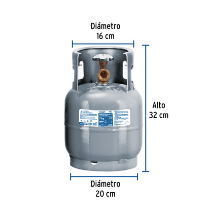 CILINDRO PORTÁTIL PARA GAS LP, 2KG (4.5LB) FOSET 45887 *