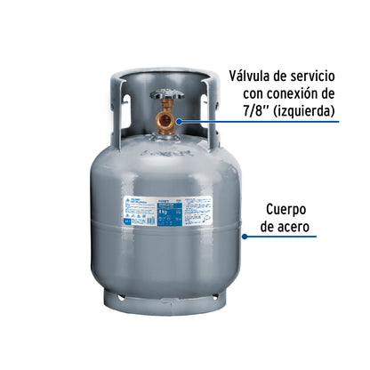 CILINDRO PORTÁTIL PARA GAS LP, 4KG (9LB) FOSET 45888 *