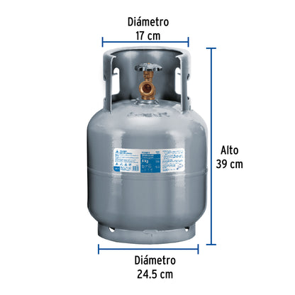 CILINDRO PORTÁTIL PARA GAS LP, 4KG (9LB) FOSET 45888 *