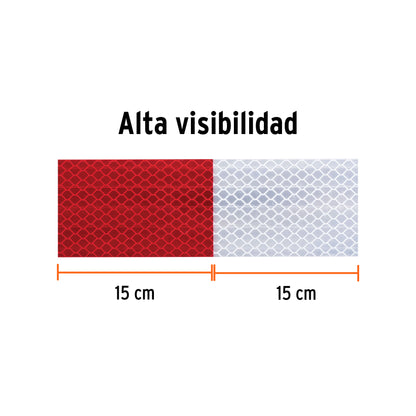 ROLLO DE 9 M X 2'' DE CINTA REFLEJANTE DE PVC, TRUPER 101683 P