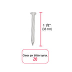 Blíster con 20 clavos galvanizados p/concreto 1-1/2", FIERO 40227