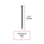 BOLSA CON 1 KG DE CLAVOS PARA CONCRETO NEGROS 2-1/2", FIERO 44134 *