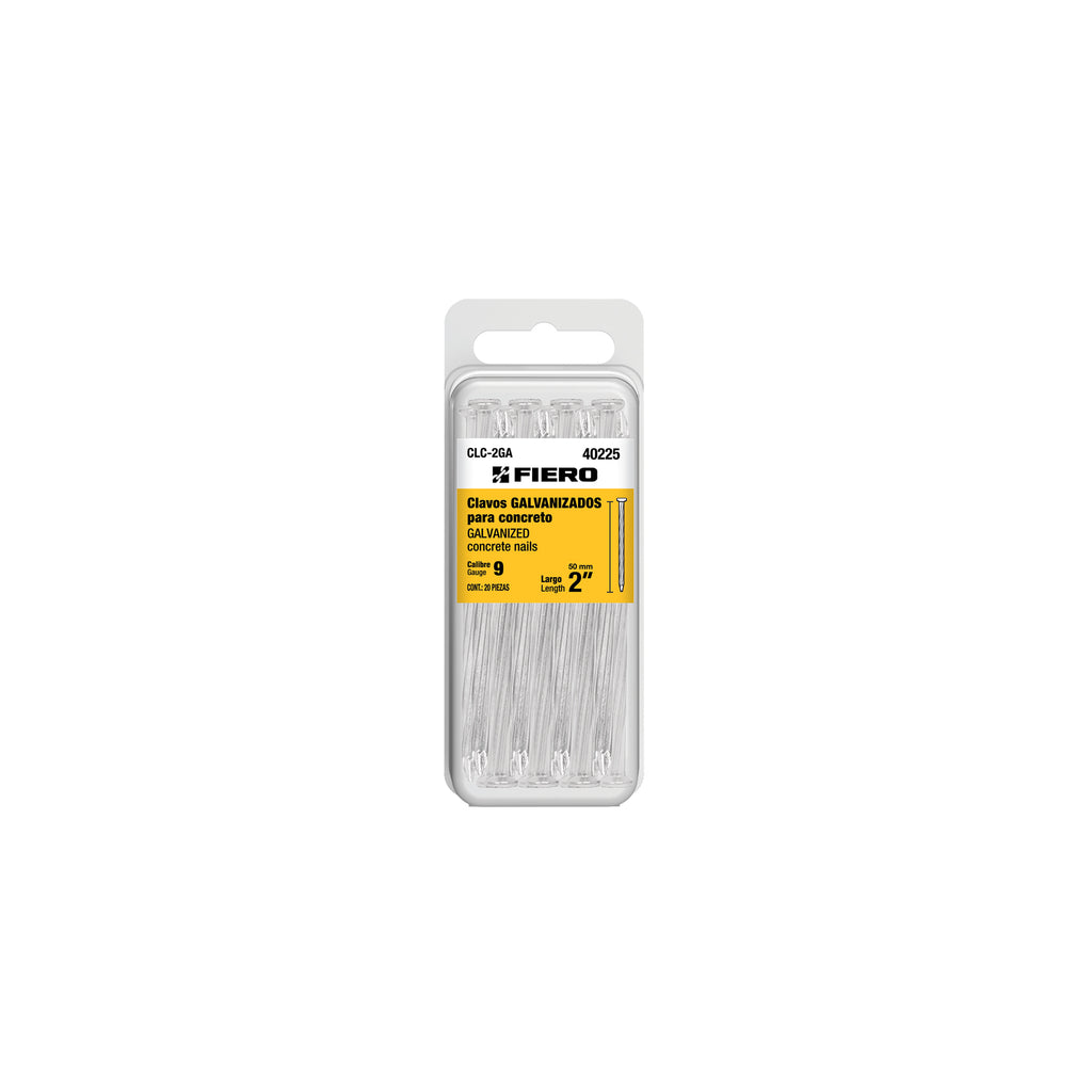 Blíster con 20 clavos galvanizados para concreto 2", FIERO 40225