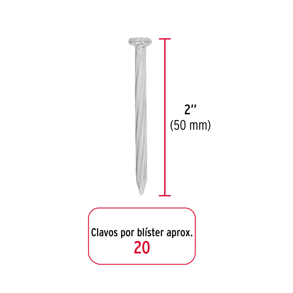 Blíster con 20 clavos galvanizados para concreto 2", FIERO 40225