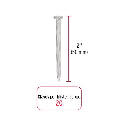 Blíster con 20 clavos galvanizados para concreto 2", FIERO 40225