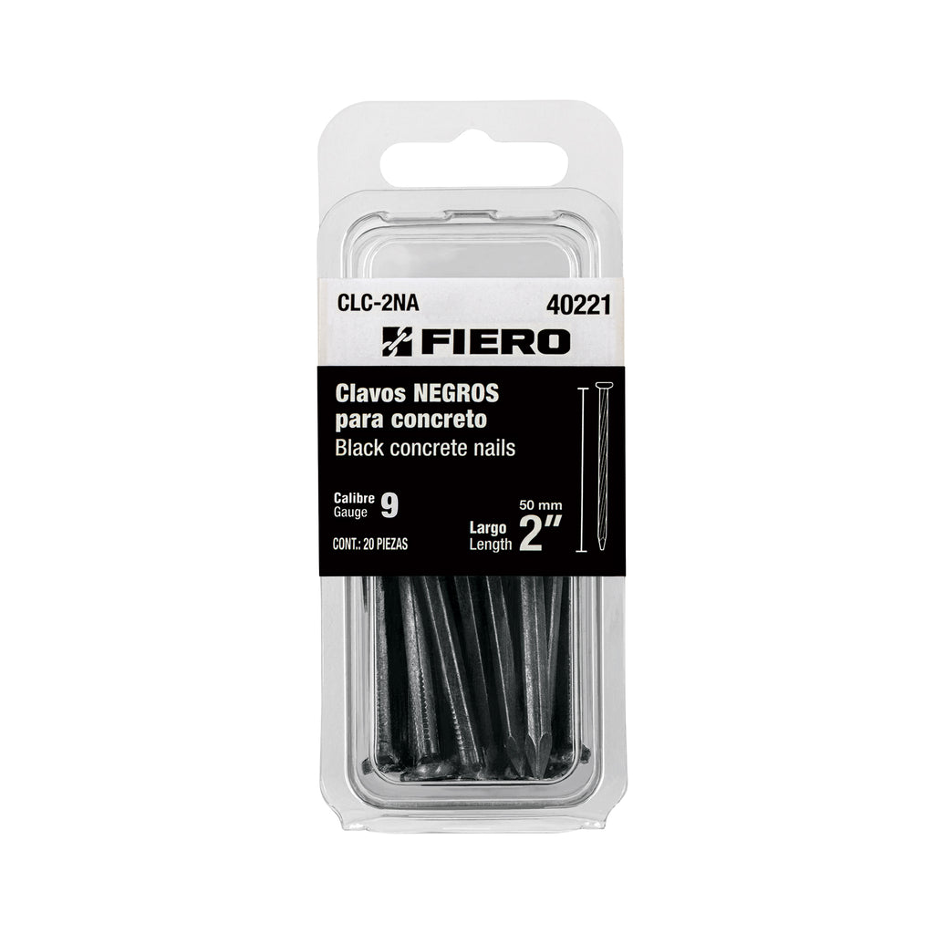 Blíster con 20 clavos negros para concreto 2", FIERO 40221