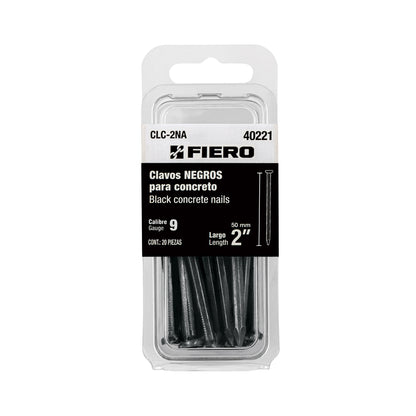 Blíster con 20 clavos negros para concreto 2", FIERO 40221