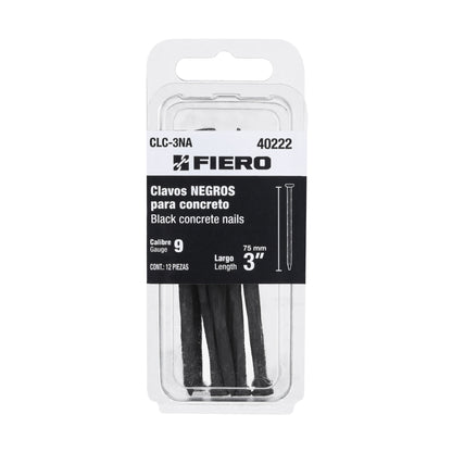 Blíster con 12 clavos negros para concreto 3", FIERO 40222
