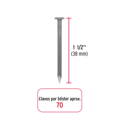 Blíster con 70 clavos estándar 1-1/2" con cabeza, FIERO 40229