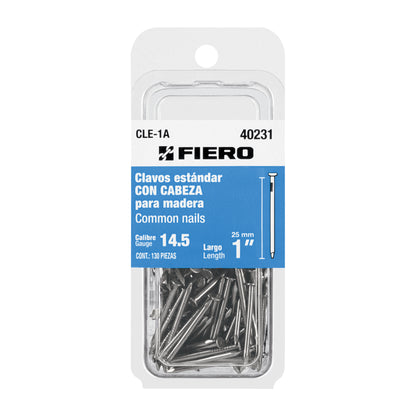 Blíster con 130 clavos estándar 1" con cabeza, FIERO 40231