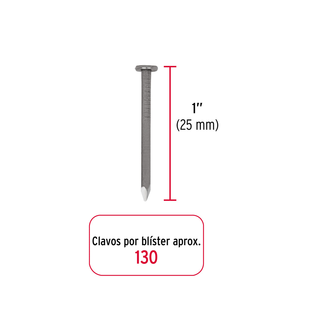 Blíster con 130 clavos estándar 1" con cabeza, FIERO 40231