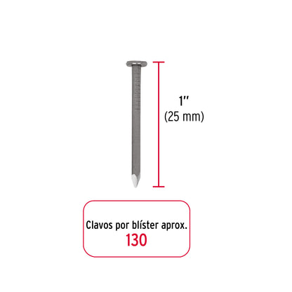 Blíster con 130 clavos estándar 1" con cabeza, FIERO 40231