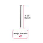 Blíster con 20 clavos estándar 2-1/2" con cabeza, FIERO 40228