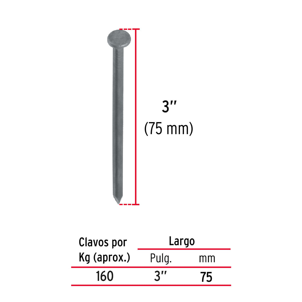 BOLSA 100G DE CLAVO STANDARD 3'' CON CABEZA, FIERO 45023-1 N