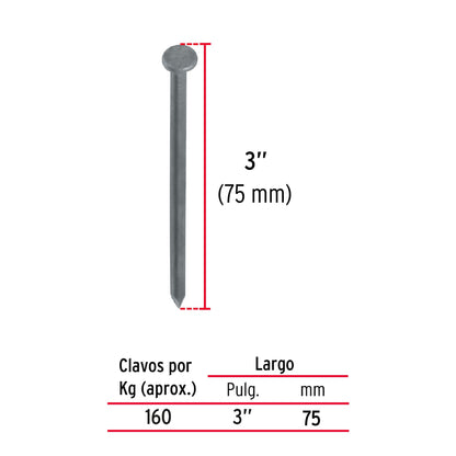 BOLSA 100G DE CLAVO STANDARD 3'' CON CABEZA, FIERO 45023-1 N