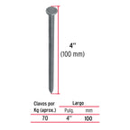 BOLSA 100G DE CLAVO STANDARD 4'' CON CABEZA, FIERO 45025-1 N