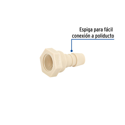 ADAPTADOR INSERCION ROSCA INTERIOR DE 1/2'' X 1/2'', FOSET 48580 P