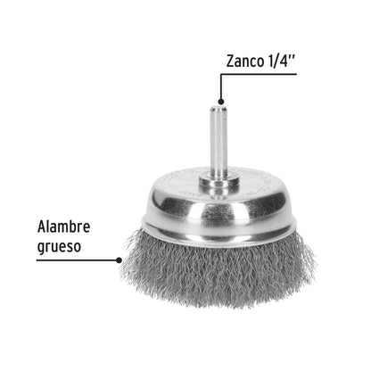 CARDA DE COPA 2-3/4' ALAMBRE GRUESO PARA TALADRO, PRETUL 21005 *