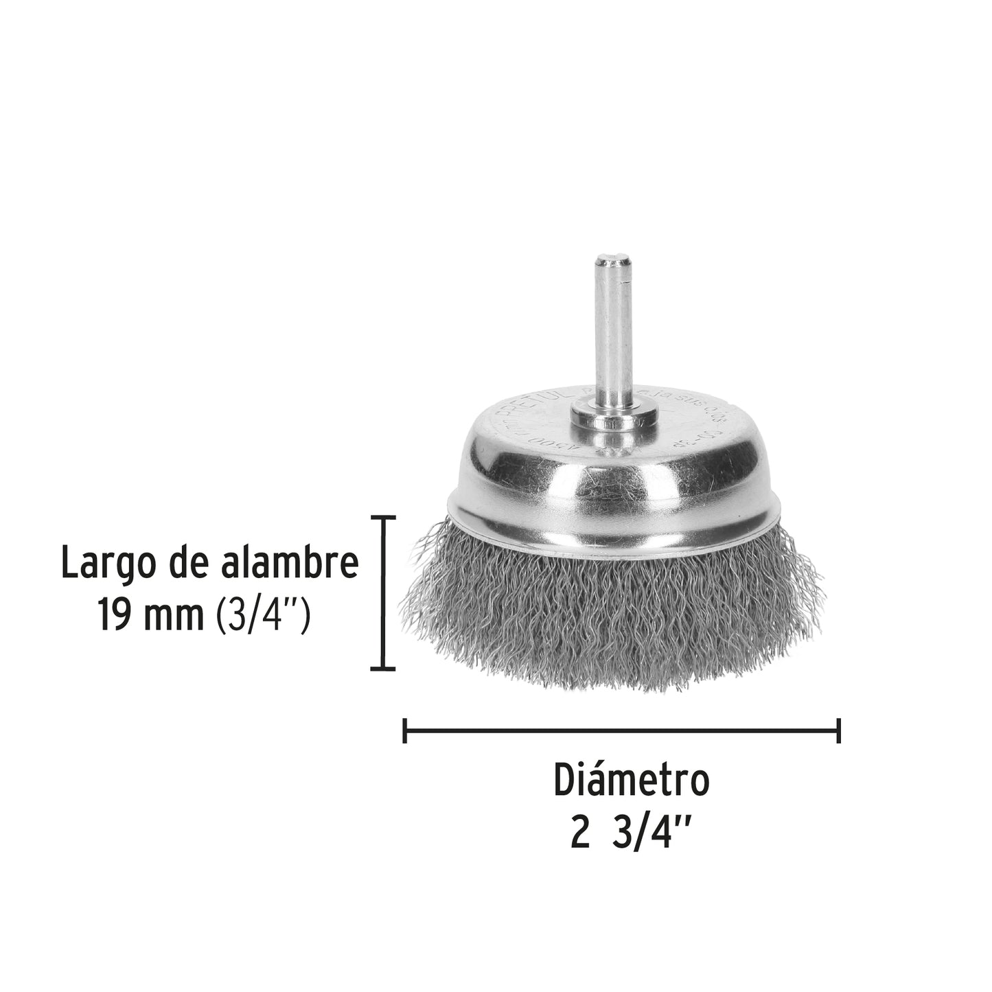 CARDA DE COPA 2-3/4' ALAMBRE GRUESO PARA TALADRO, PRETUL 21005 *