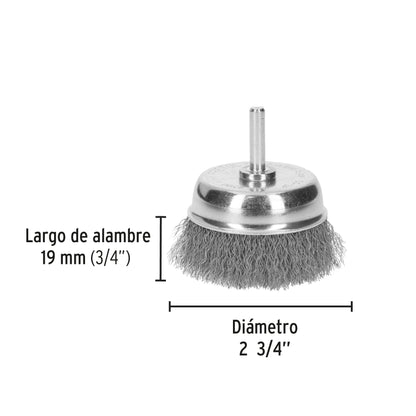 CARDA DE COPA 2-3/4' ALAMBRE GRUESO PARA TALADRO, PRETUL 21005 *