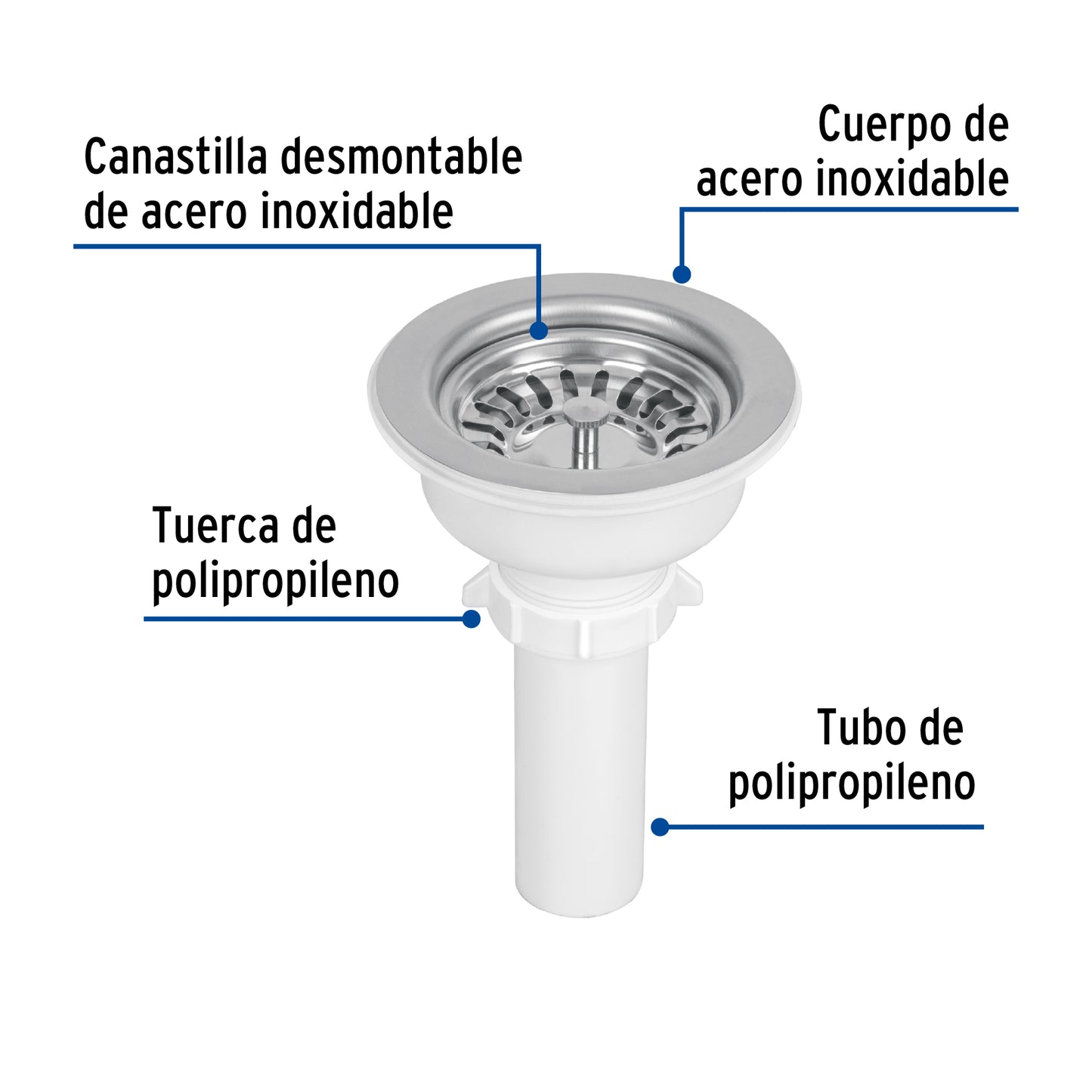 CONTRACANASTA 3-1/2' INOX, INSTALAFÁCIL, TUBO PLÁSTICO,FOSET 47451 P