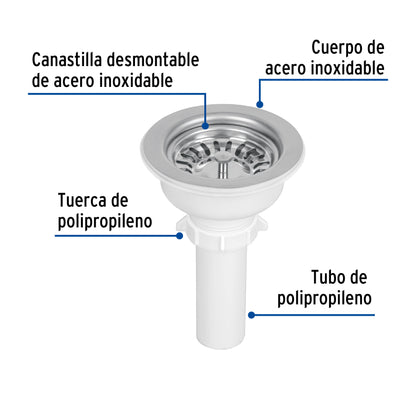 CONTRACANASTA 3-1/2' INOX, INSTALAFÁCIL, TUBO PLÁSTICO,FOSET 47451 P