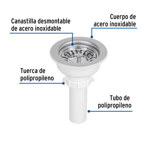 CONTRACANASTA 3-1/2' INOX, INSTALAFÁCIL, TUBO PLÁSTICO,FOSET 47451 P