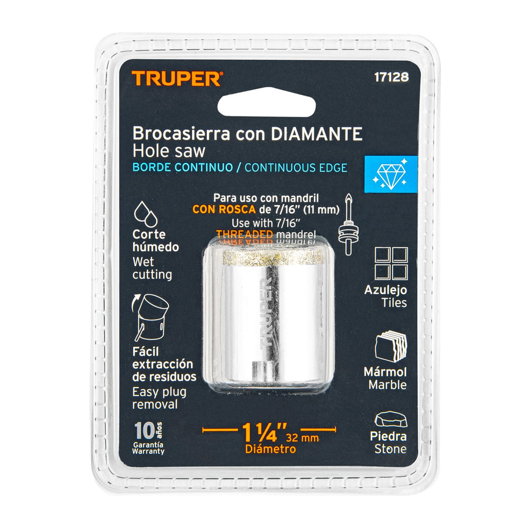 BROCASIERRA DIAMANTE 1-1/4" BORDE CONTINUO, TRUPER 17128 *