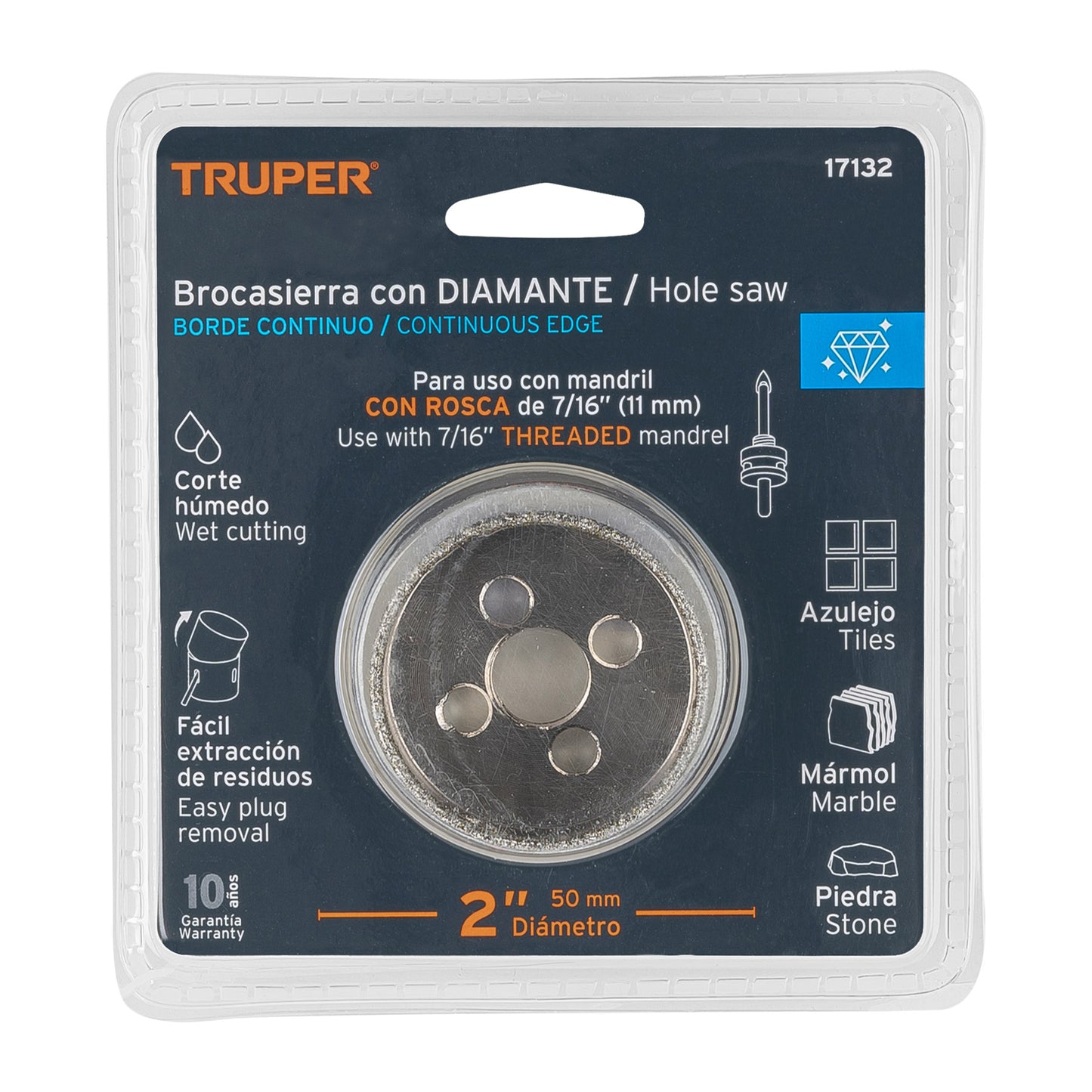 BROCASIERRA DIAMANTE 2" BORDE CONTINUO, TRUPER 17132 *