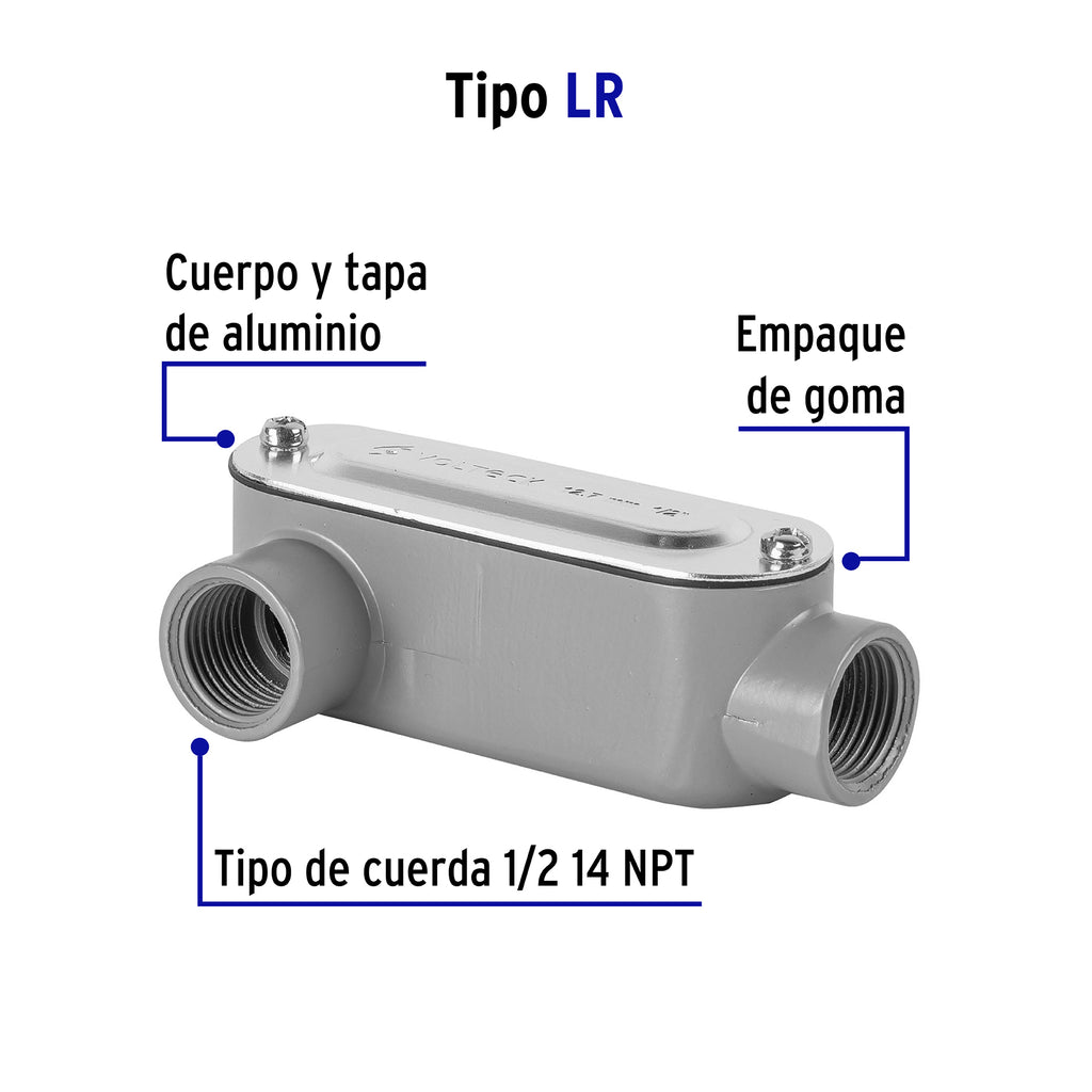 CONDULET 1/2" CONEXIÓN TIPO LR, VOLTECK 46973 *
