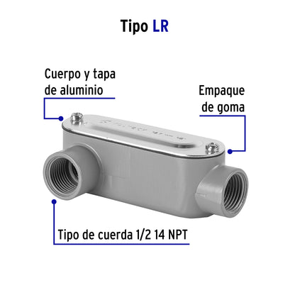 CONDULET 1/2" CONEXIÓN TIPO LR, VOLTECK 46973 *