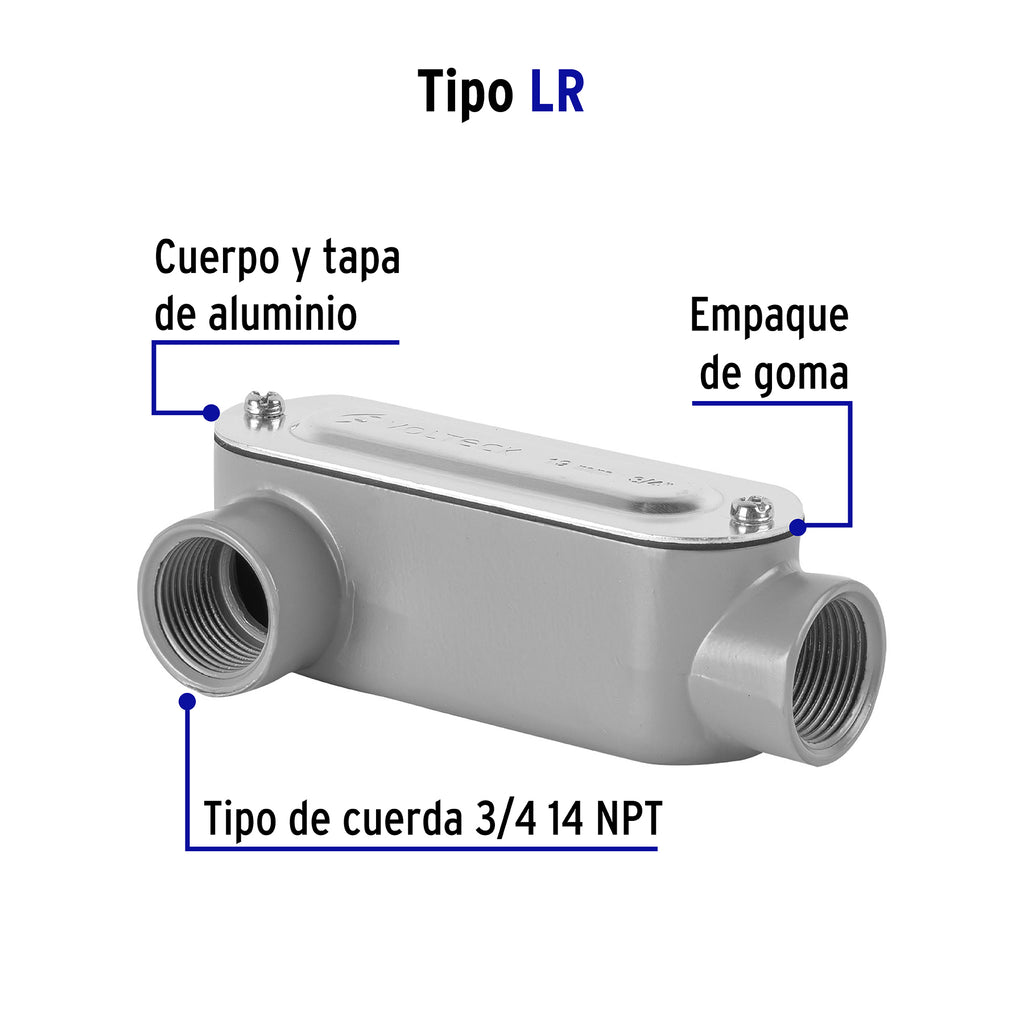 Condulet 3/4" conexión tipo LR, VOLTECK 46974 *