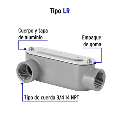 Condulet 3/4" conexión tipo LR, VOLTECK 46974 *
